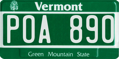VT license plate POA890
