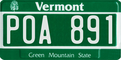 VT license plate POA891