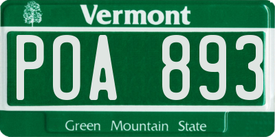 VT license plate POA893