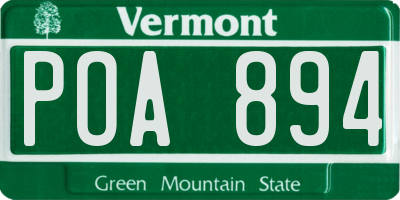 VT license plate POA894