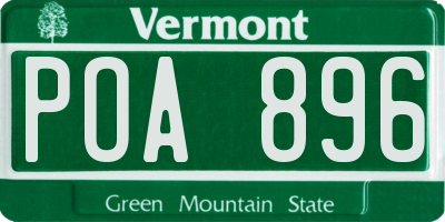 VT license plate POA896