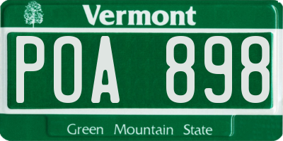 VT license plate POA898