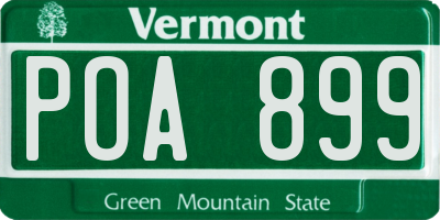 VT license plate POA899