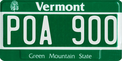 VT license plate POA900