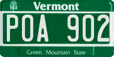 VT license plate POA902