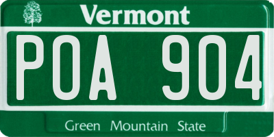 VT license plate POA904