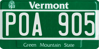 VT license plate POA905