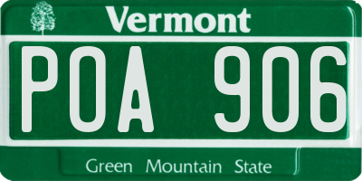 VT license plate POA906