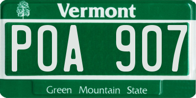 VT license plate POA907