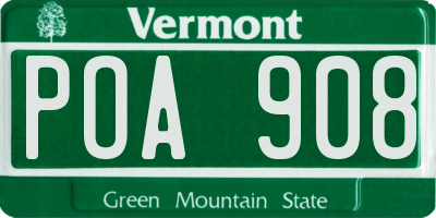 VT license plate POA908