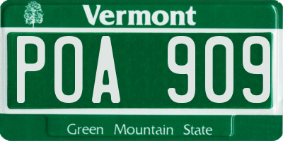 VT license plate POA909