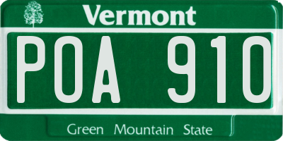 VT license plate POA910