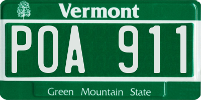 VT license plate POA911