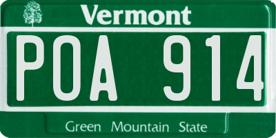 VT license plate POA914