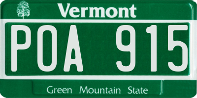 VT license plate POA915