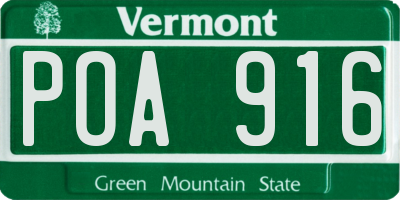 VT license plate POA916