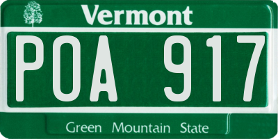 VT license plate POA917