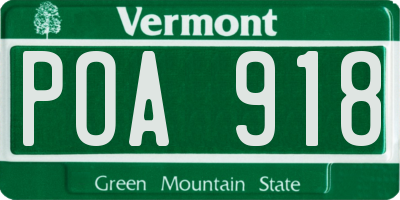 VT license plate POA918