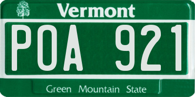 VT license plate POA921