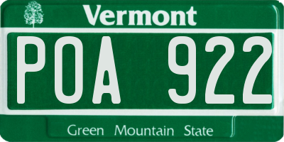 VT license plate POA922