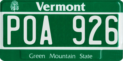VT license plate POA926