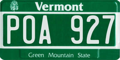 VT license plate POA927
