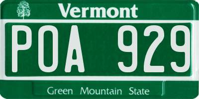 VT license plate POA929