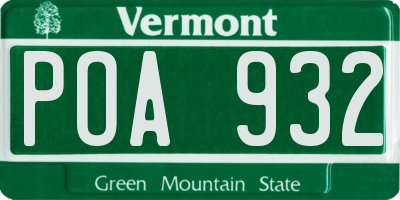 VT license plate POA932