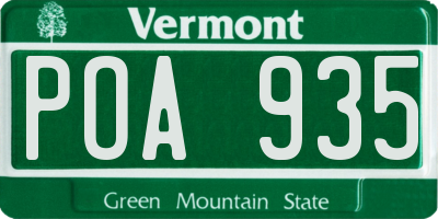 VT license plate POA935