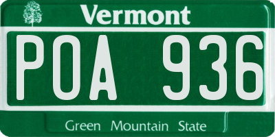 VT license plate POA936