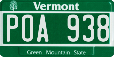 VT license plate POA938