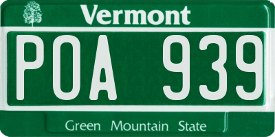 VT license plate POA939