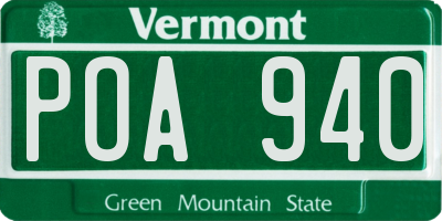 VT license plate POA940