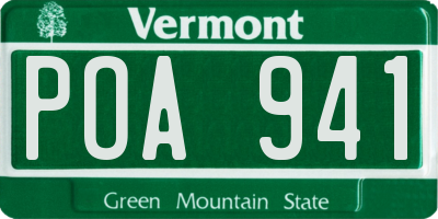 VT license plate POA941