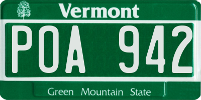 VT license plate POA942
