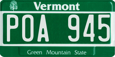 VT license plate POA945