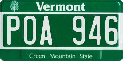 VT license plate POA946
