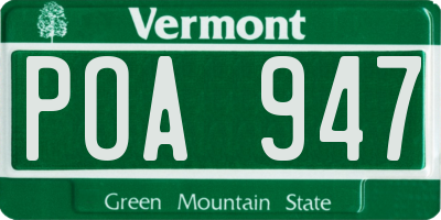 VT license plate POA947