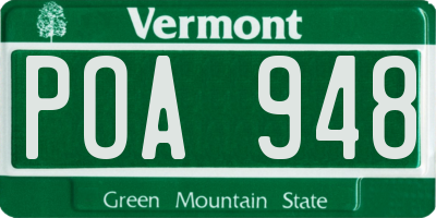 VT license plate POA948