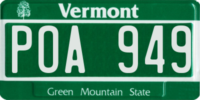 VT license plate POA949