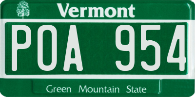 VT license plate POA954