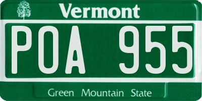 VT license plate POA955