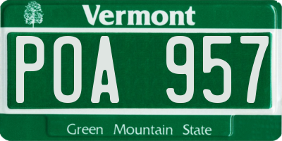 VT license plate POA957