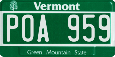 VT license plate POA959