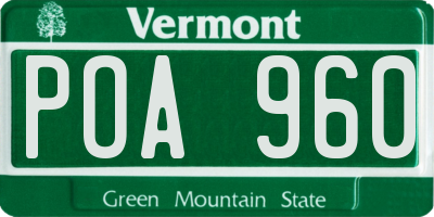 VT license plate POA960