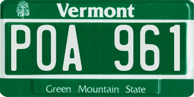 VT license plate POA961