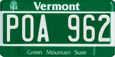 VT license plate POA962