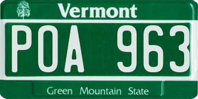 VT license plate POA963