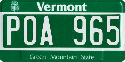 VT license plate POA965