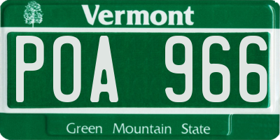 VT license plate POA966